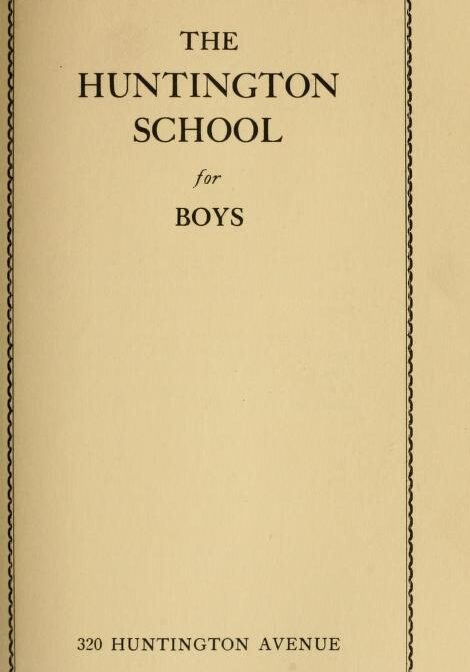 Parchment colored cover of the 1923-1924, 1924-1925 Huntington School for Boys Course Catalog