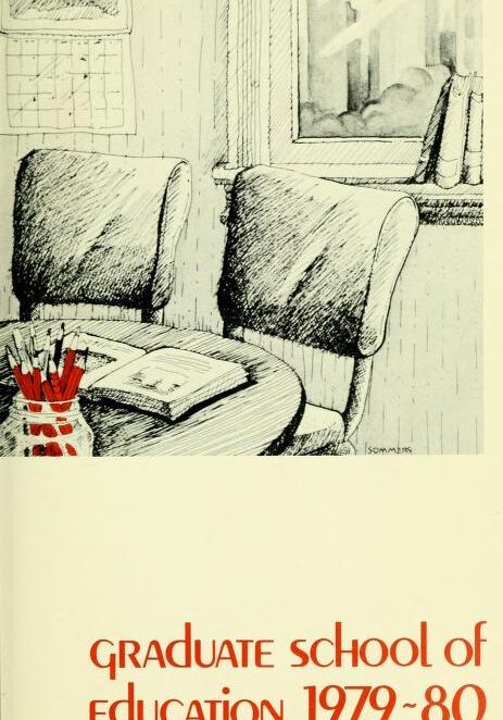 Illustrated cover page of the 1979-1980 Graduate School of Education Course Catalog