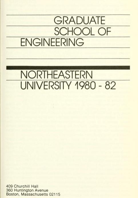 Parchment colored title page for the 1980-1982 Graduate School of Engineering Course Descriptions